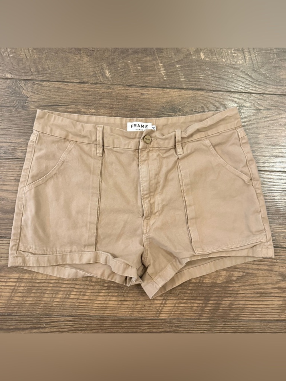 Frame Denim Tan Utility Pocket Shorts Womens Size 29
